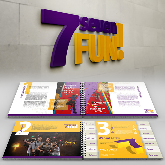 Diseño de gráfica institucional y comercial para 7Fun 