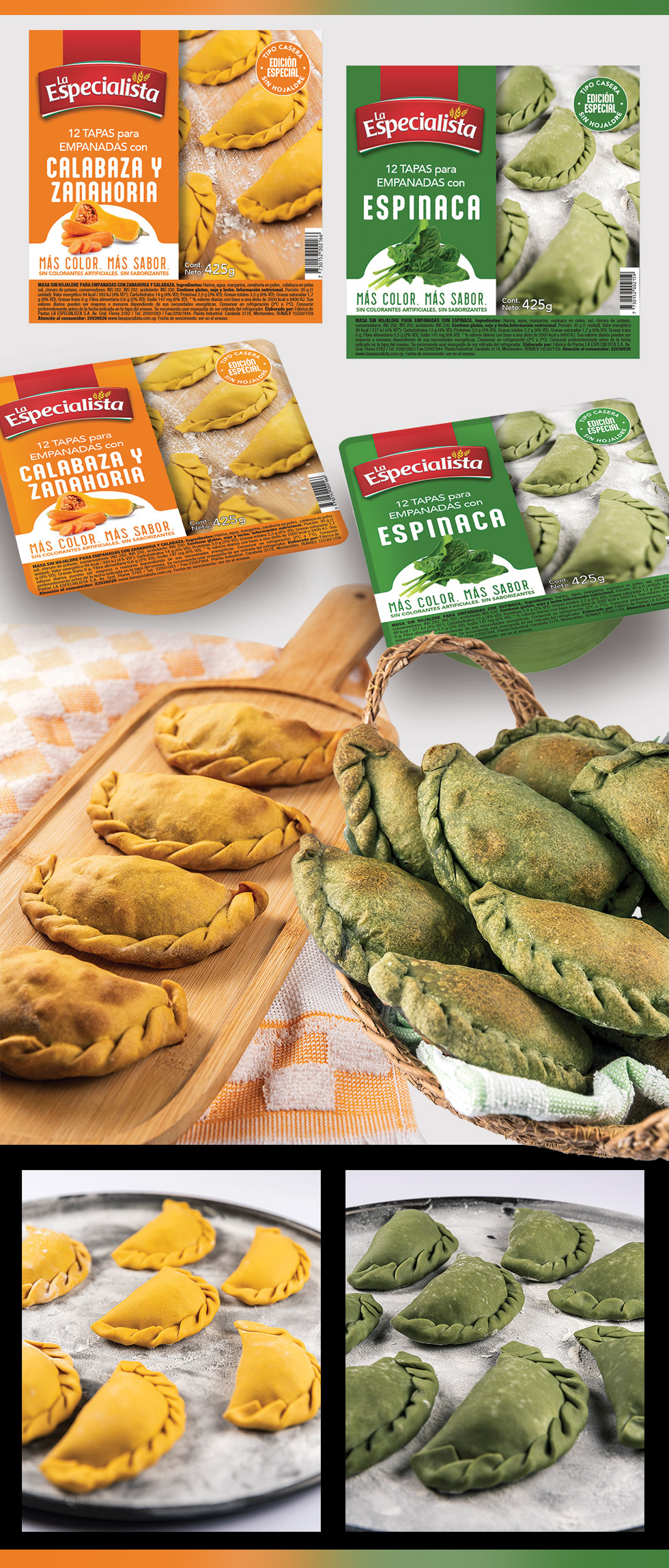 Diseño packaging Tapas de empandas color + sabor