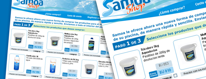 Sistema de venta on line para Samoa Piscinas